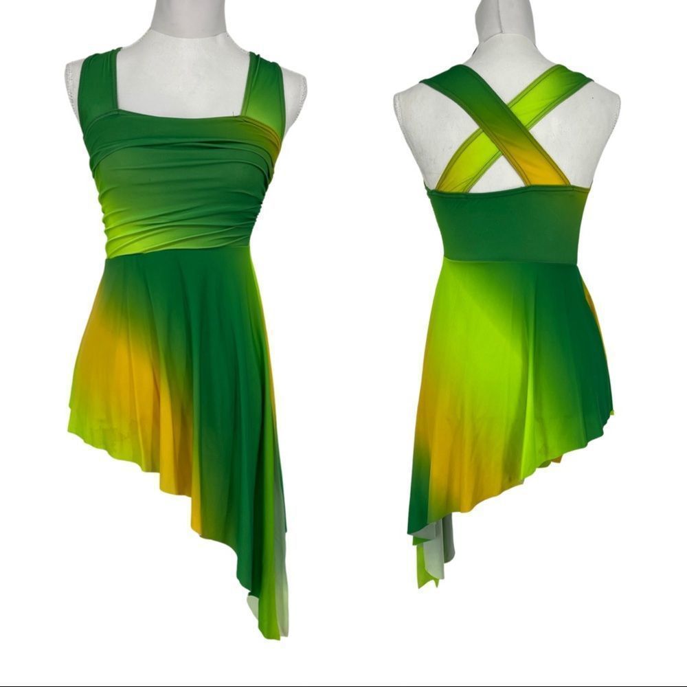 Balera green and yellow align dance costume